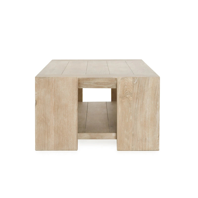 Table basse moderne en chêne vieilli avec étagère de rangement